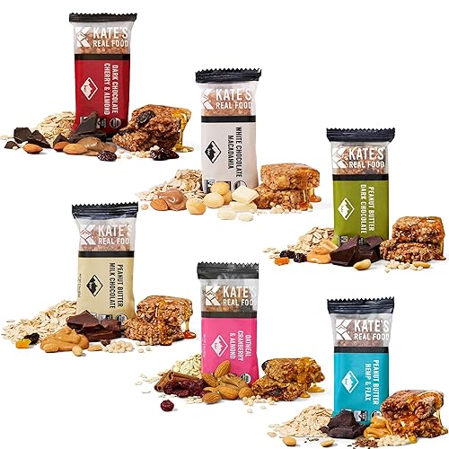 Kate’s Real Food Organic Granola Bars - Snack & Share Variety Pack (2.2 oz, Pack of 12) - Organic Energy Bars Made with Gluten Free Oats - Non GMO