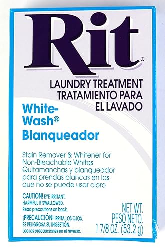 Rit Dye Laundry Treatment White-wash Stain Remover and Whitener Powder, 1-7/8 oz, White, 3-Pack