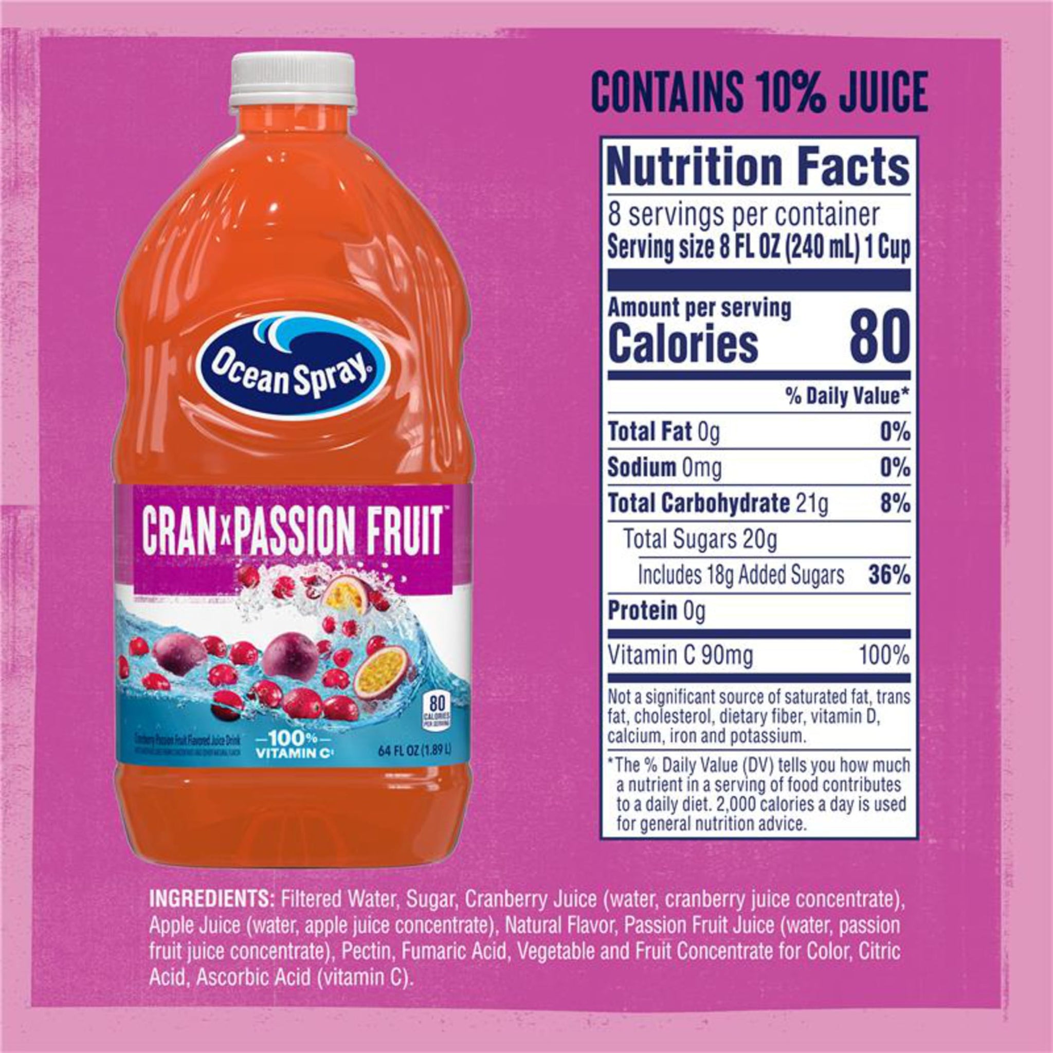 Ocean Spray® Cran x Passionfruit, Cranberry Passionfruit Juice Drink, 64 Fl Oz Bottle