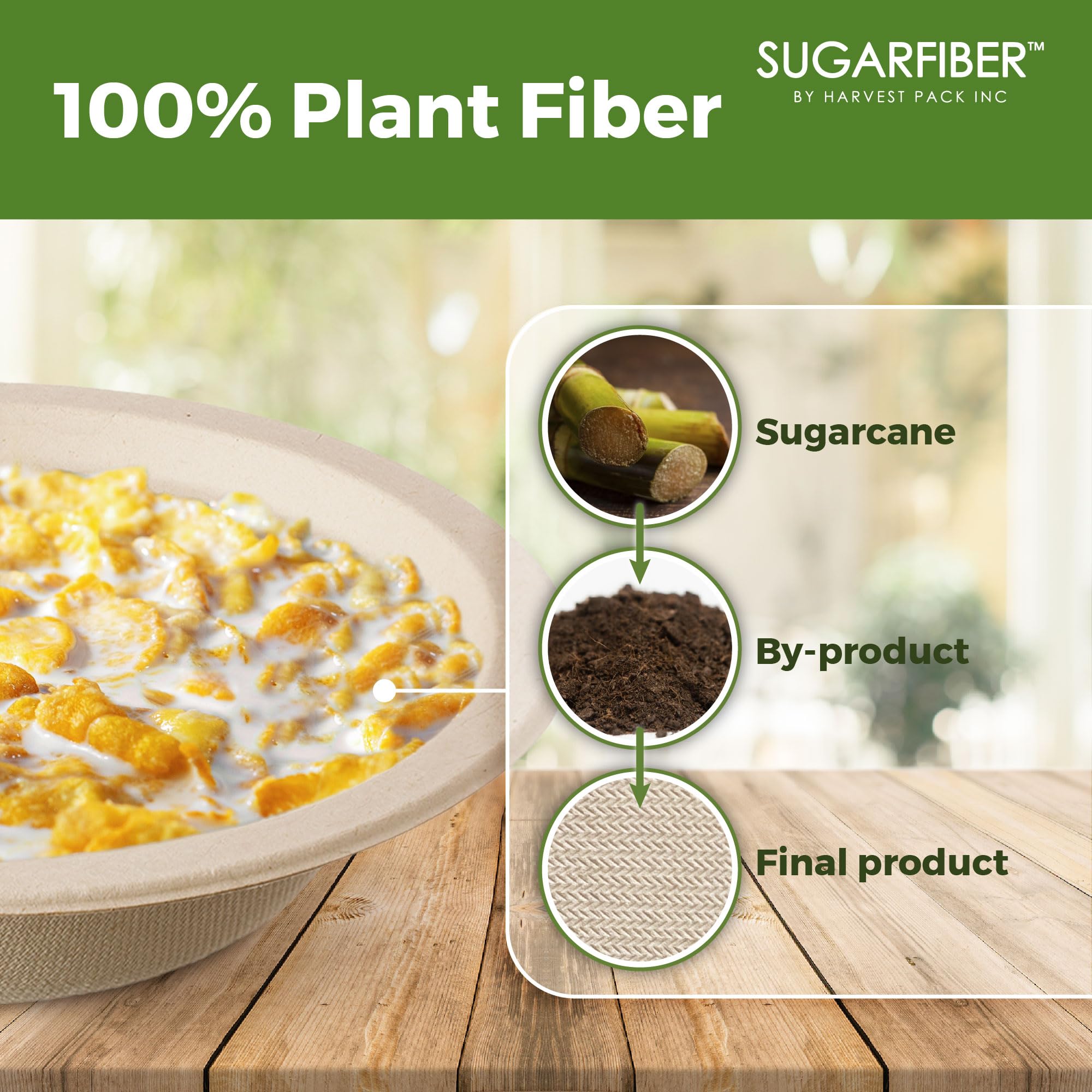 [50 Count]Harvest Pack PFAS Free 12oz Compostable Paper Bowls, Round Heavy-Duty Eco-Friendly Disposable Bagasse Bowls, Biodegradable Sugarcane Natural