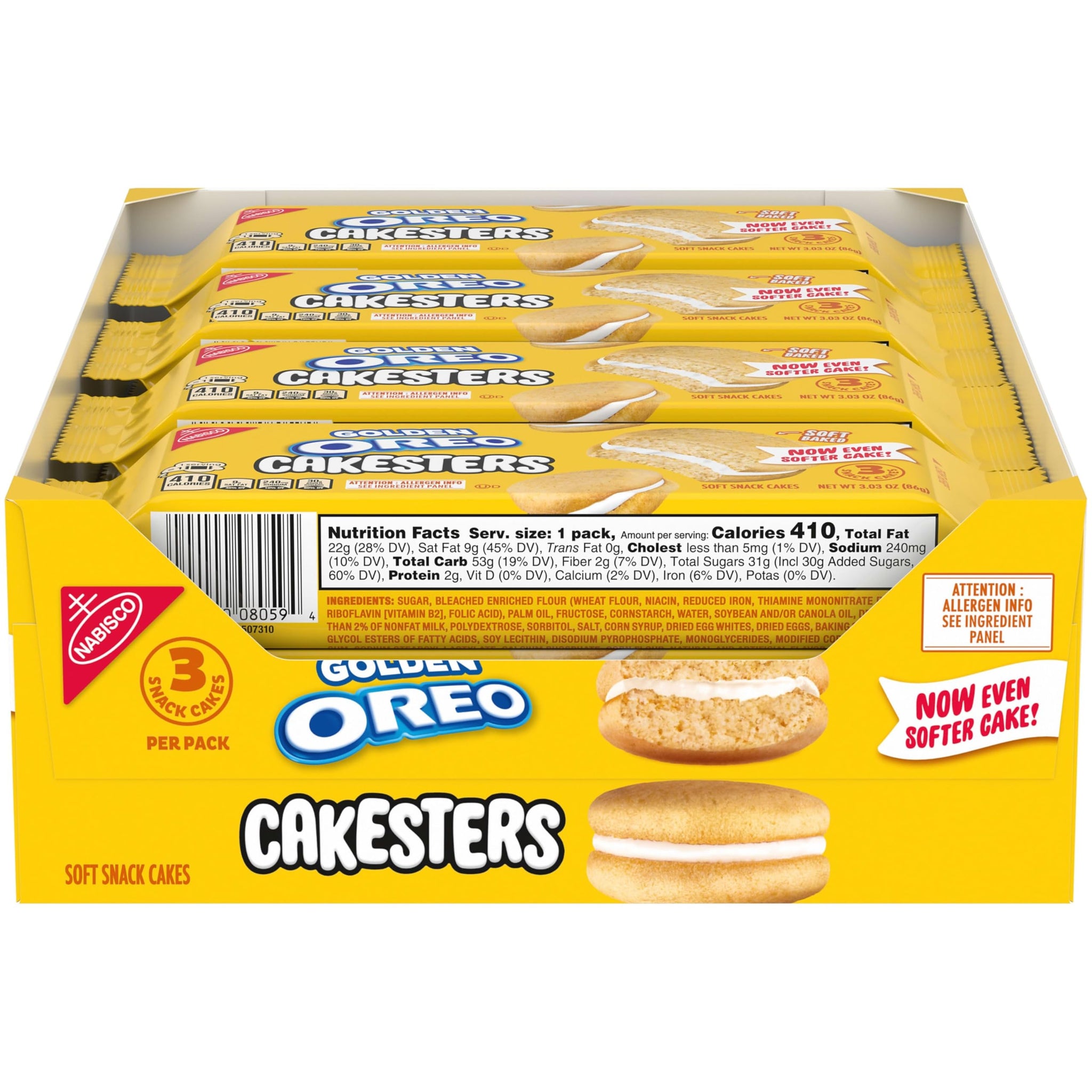 OREO Golden Cakesters Soft Snack Cakes, 8-3.03 oz Snack Packs