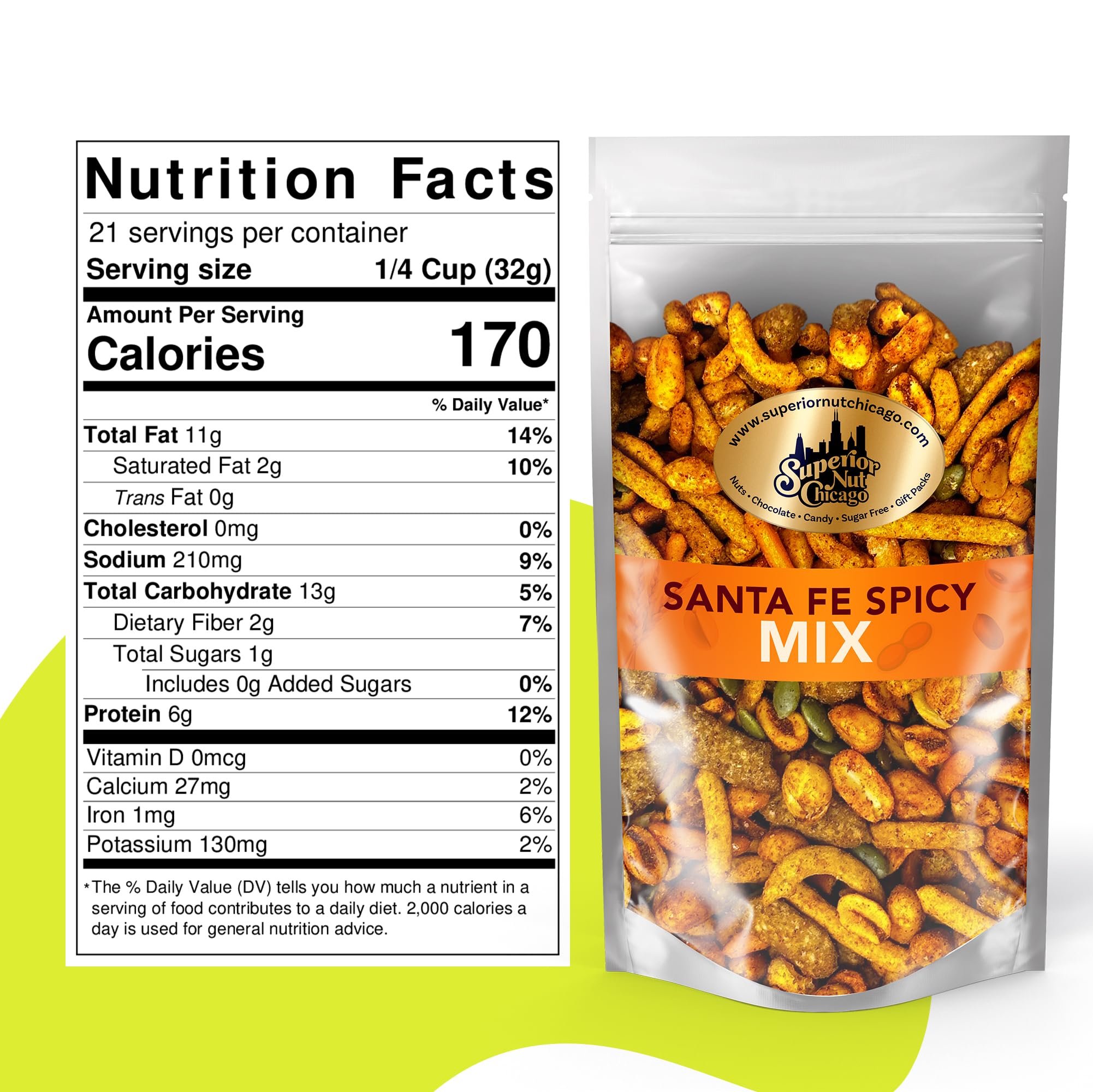 Santa Fe Trail Mix - Spicy Mix - hot spicy peanuts, hot Cajun corn sticks, sesame sticks, chili crescents, toasted corn, and pumpkin kernels (1.5