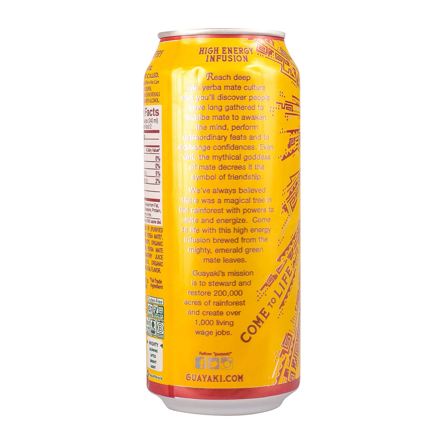 Guayakí Yerba Mate, Energy Drink Alternative, Organic Revel Berry Flavor, 15.5 Oz, 150mg Natural Caffeine, Smooth Energy & Focus