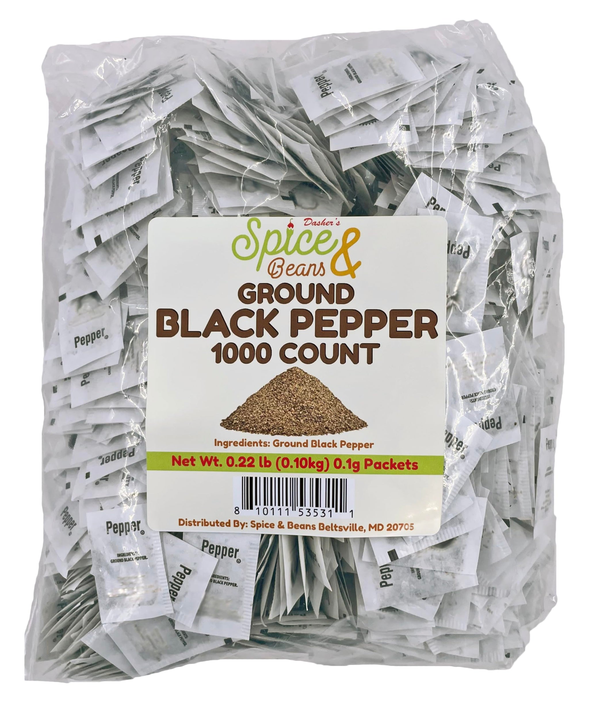 Ground Black Pepper Packets | Single Serve | Portion Control Seasoning | Bulk | Condiment Pack for Takeout, Restaurants, Catering, Office Break Rooms