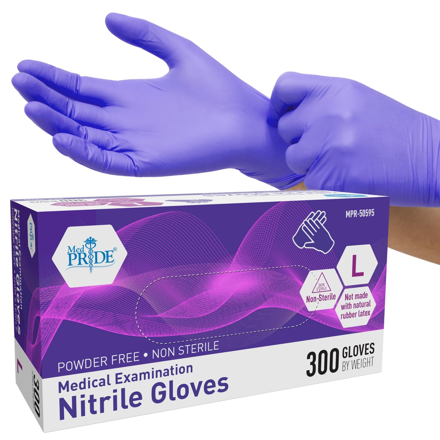 MED PRIDE Nitrile Exam 300 Count Gloves, Blue Disposable Exam Gloves, Powder-Free Latex-Free, Medical Grade (Small)