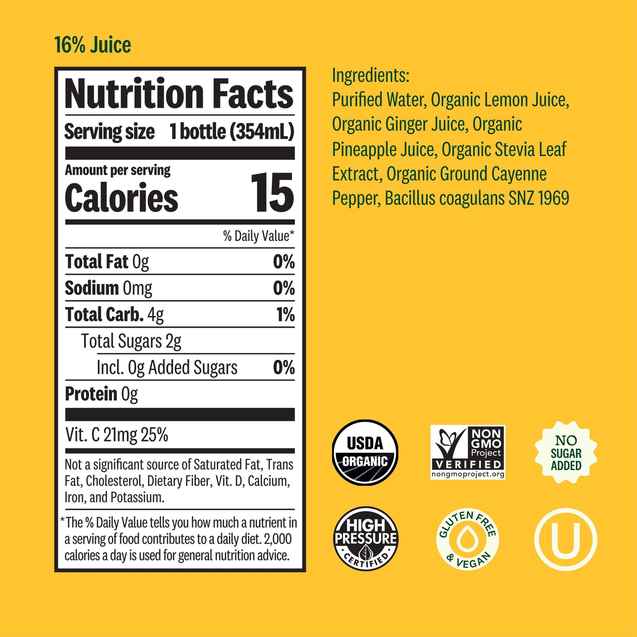 Suja Organic Cold-Pressed Ginger Love, Fruit Juice with No Additives, Excellent Source of Vitamin C for Immunity Support, Vegan, Plant-Based & USDA
