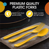 Exquisite Yellow Plastic Forks 50 Pieces Yellow Forks Disposable Utensils Heavy Duty Plastic Cutlery Set Disposable Cutlery Sets Flatware Sets