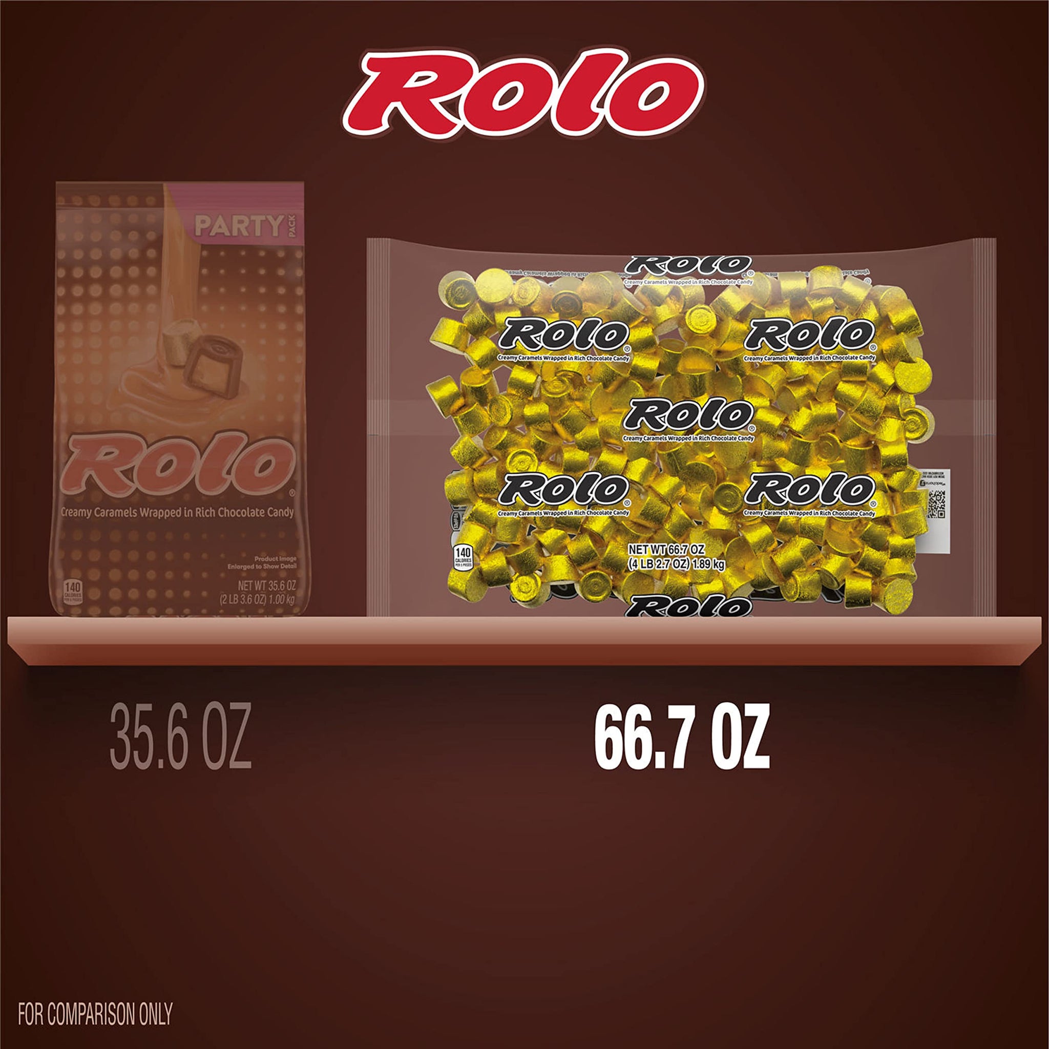 ROLO Rich Chocolate Caramels Candy Bulk Bag, 66.7 oz