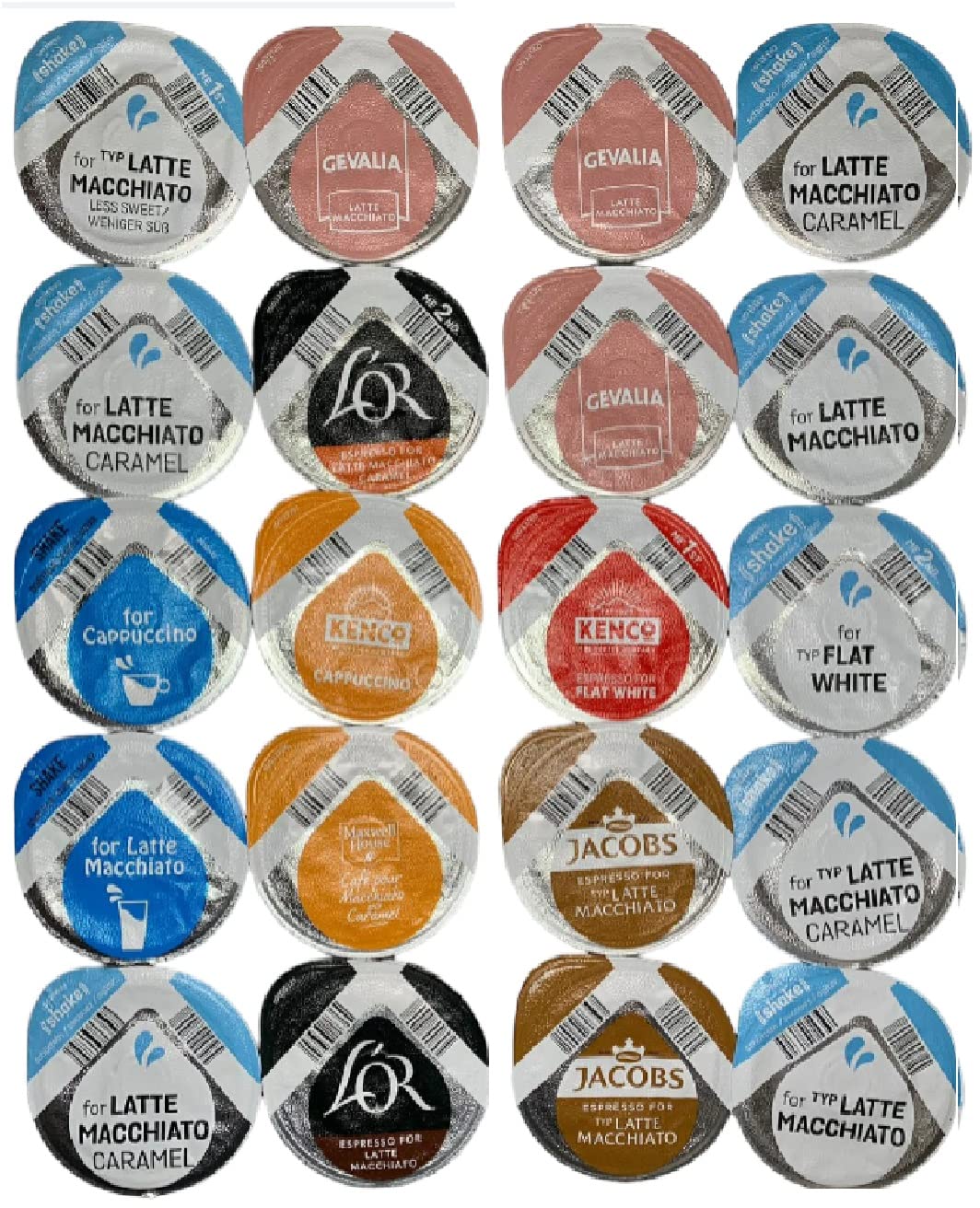 36 Tasimo T-Discs Pods Variety Pack, 1x Each Flavour, 36 Different Blends, Coffee, Hot Chocolate, Tea Gift Box (40+ Pods)