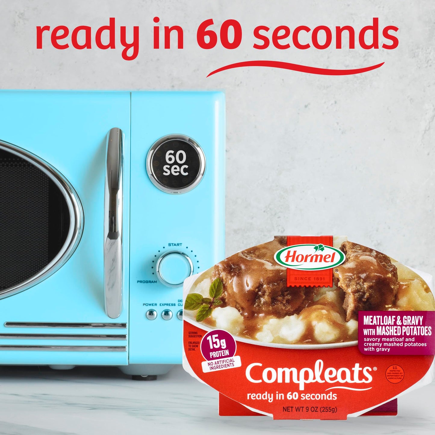 Hormel Compleats Meatloaf & Gravy with Mashed Potatoes, 9 Ounce