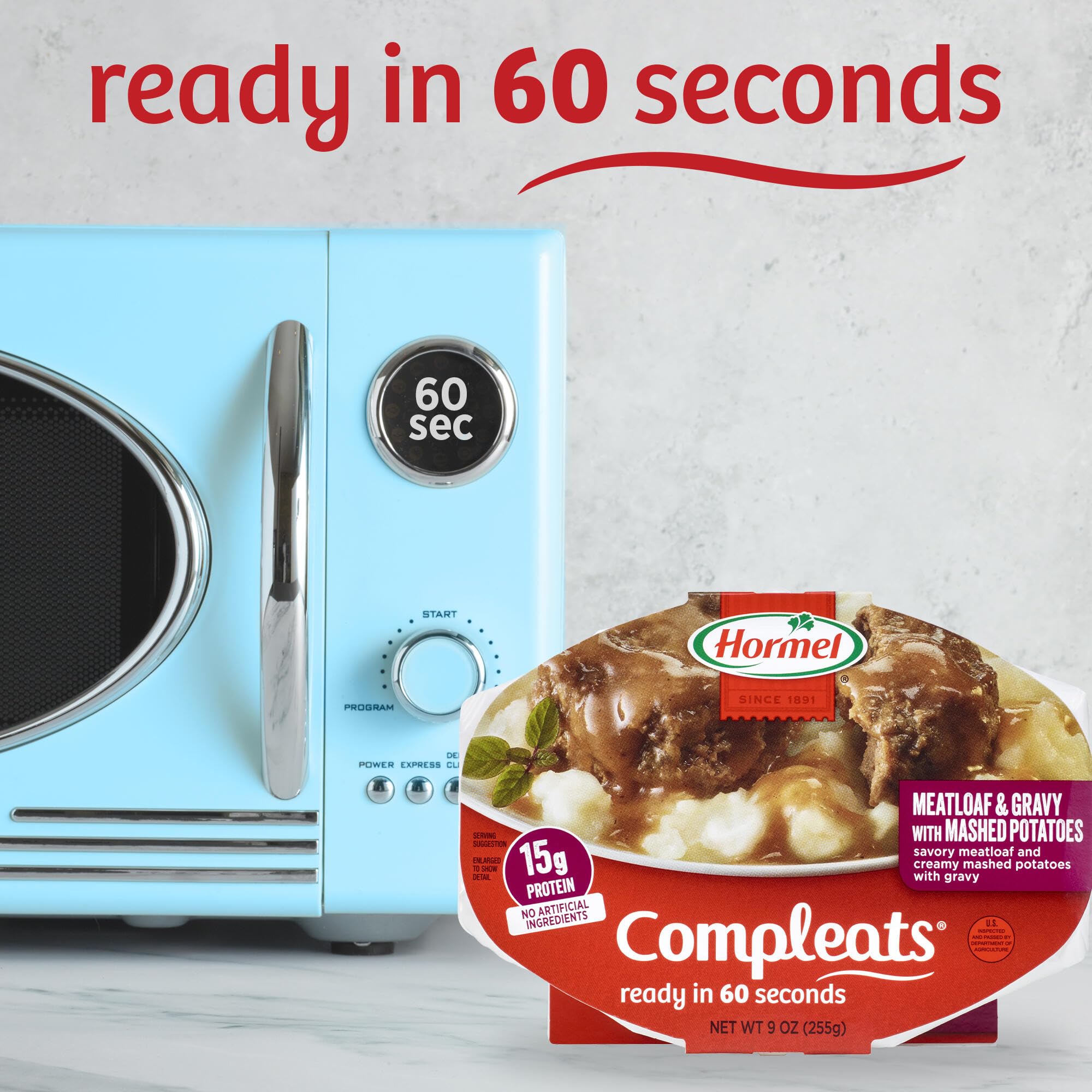Hormel Compleats Meatloaf & Gravy with Mashed Potatoes, 9 Ounce