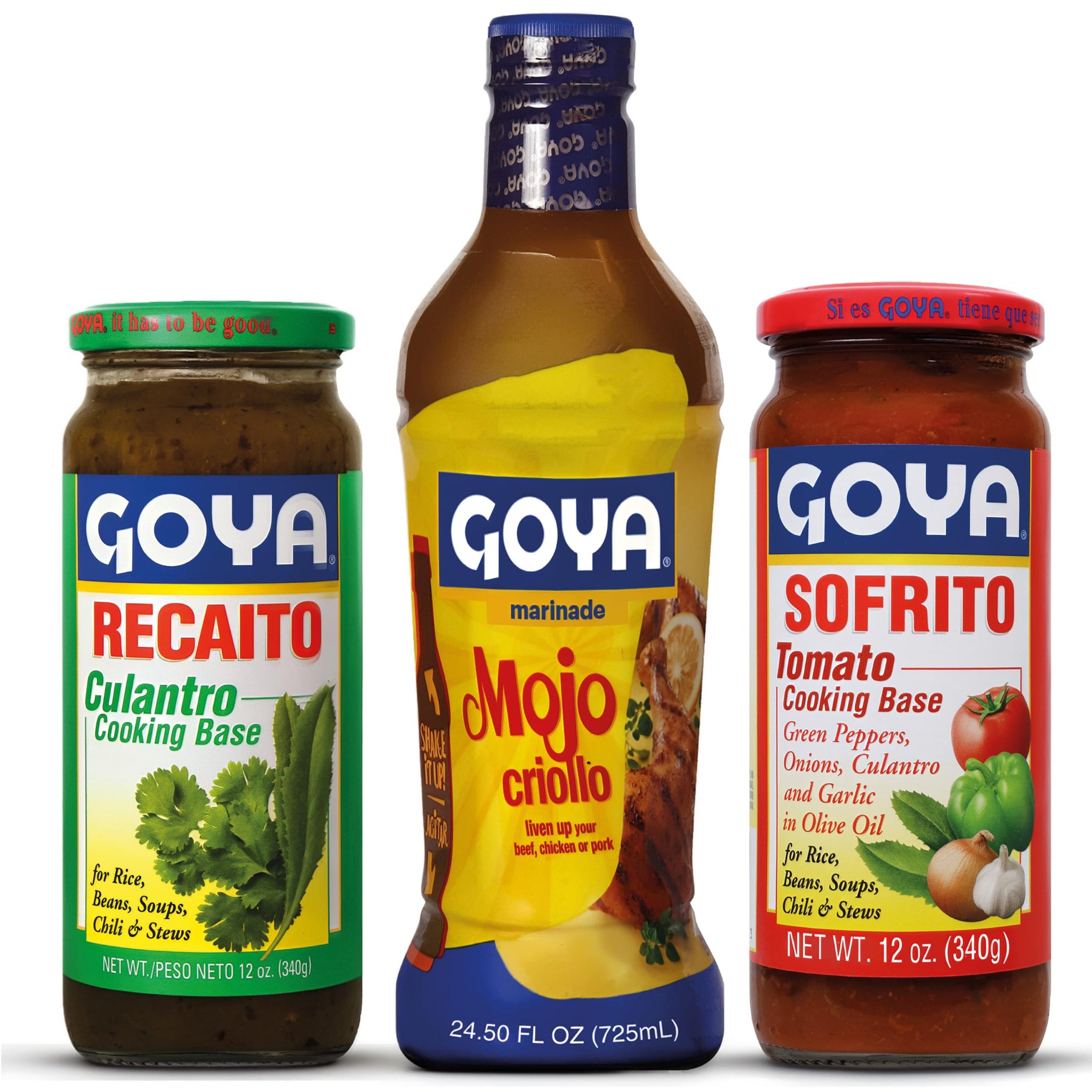 Goya Puerto Rican Cooking Base & Marinade Trio, Sofrito Seasoning, Criollo