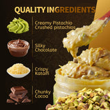 Dubai Chocolate Filling by Dubayy, Viral Pistachio Chocolate Spread with Kataifi Crisp, Luxury Dessert Dip for Waffles, Pancakes, Bread, Desserts