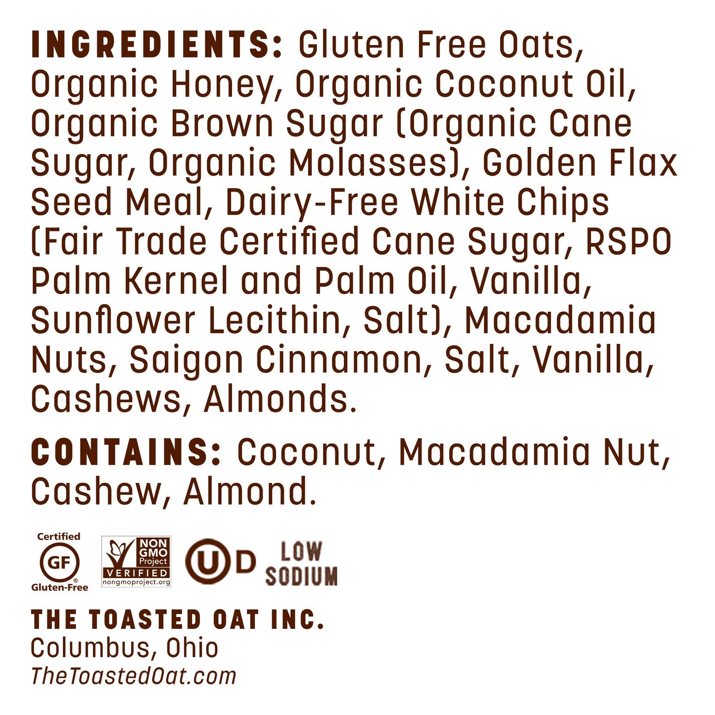 THE TOASTED OAT Macadamia Chunk Granola, 10 OZ