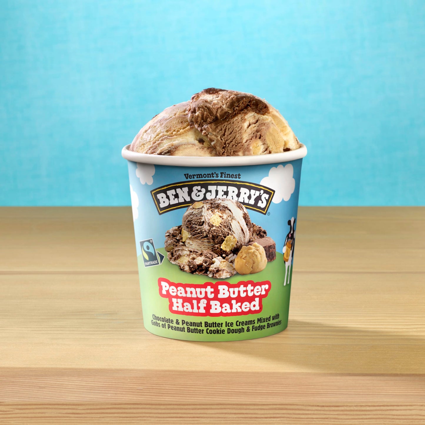Ben & Jerry's Peanut Butter Half Baked Chocolate & Peanut Butter Ice Cream Pint Non-GMO 16 oz