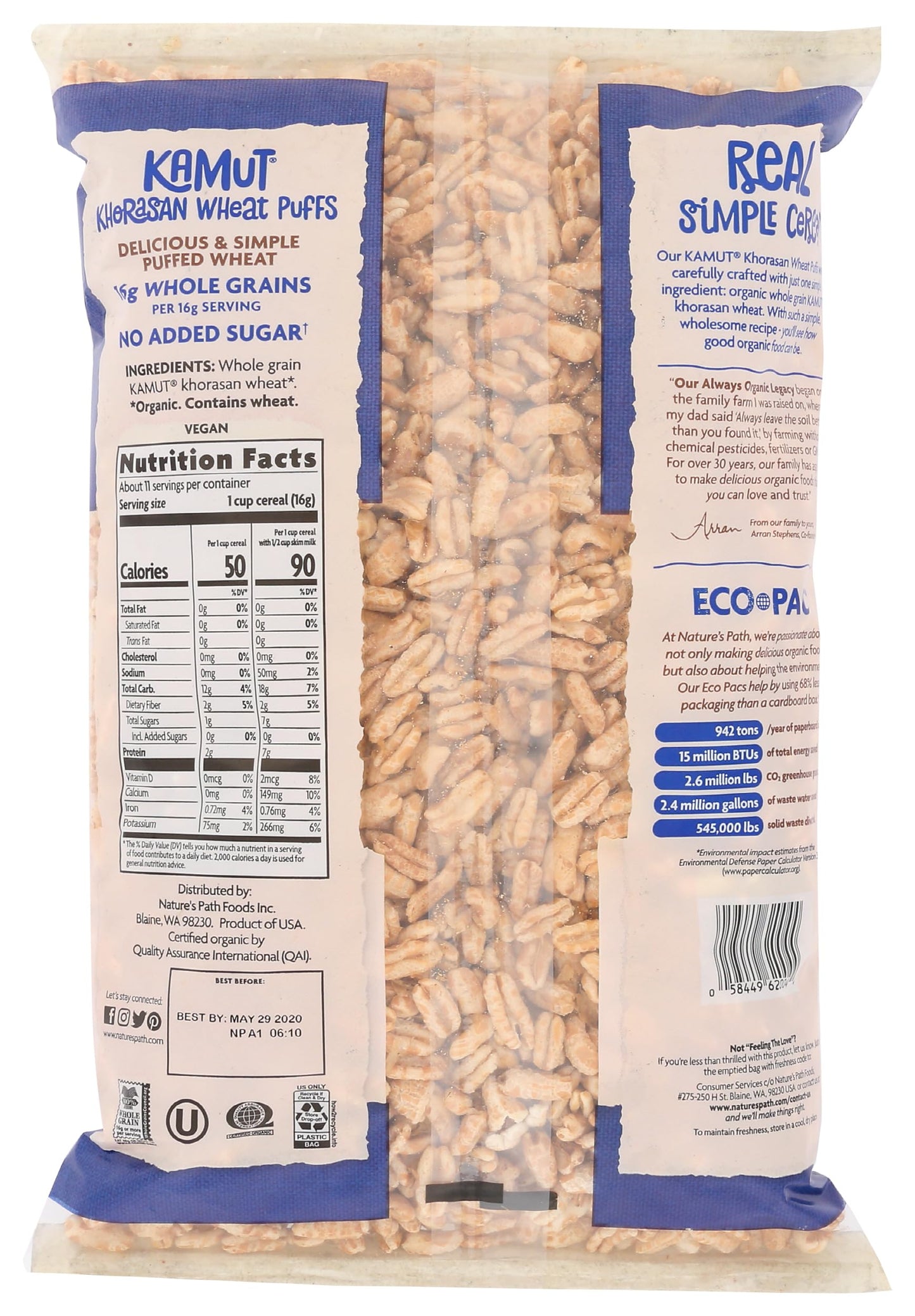Natures Path Organic Khorasan Wheat Puffs Cereal, 6 Oz