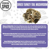 Essential Spice Dried Turkey Tail Mushrooms - Whole Slices, Mild Earthy Flavor - Traditional Functional Mushroom for Teas, Tinctures, Broths
