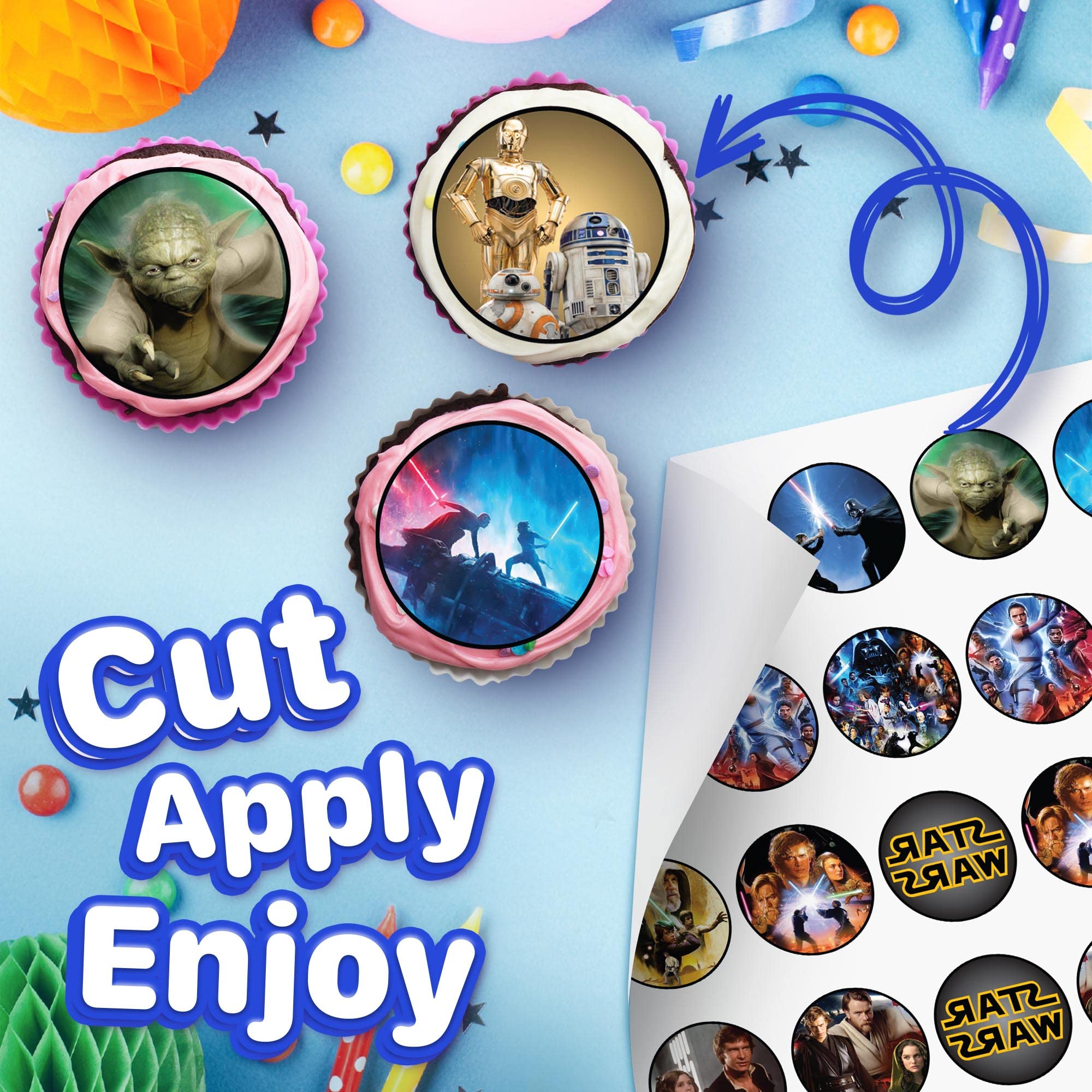 30 x Edible Cupcake Toppers - Galactic Adventure Inspired Collection of Edible Cake Decorations | Uncut Edible on Wafer Sheet