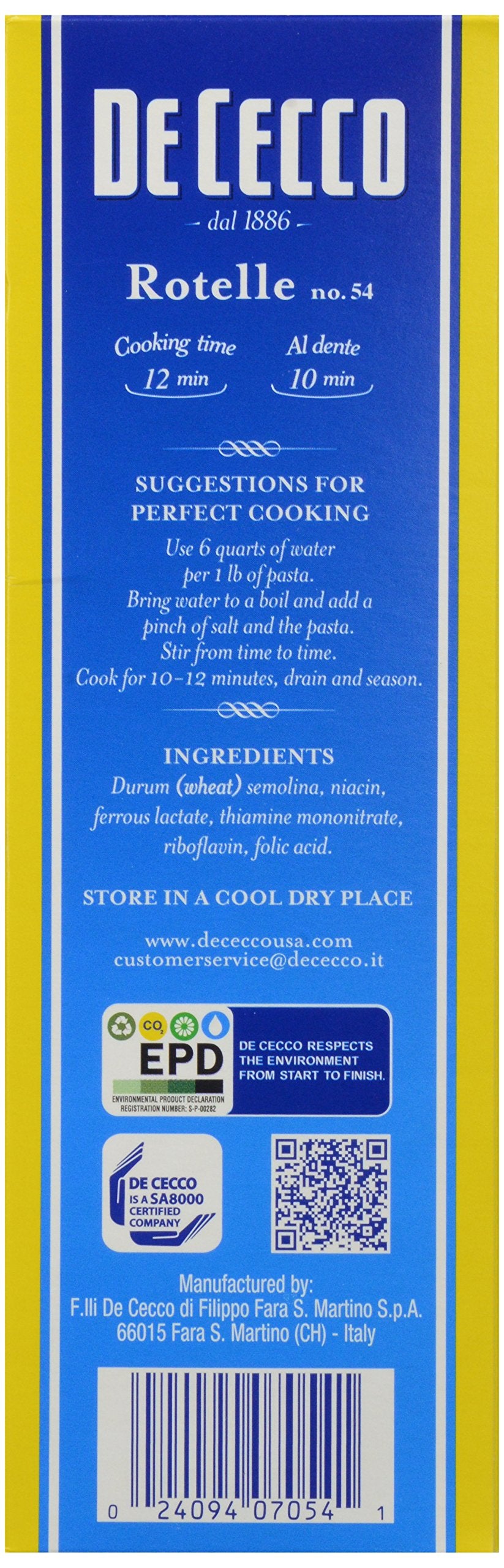 De Cecco Pasta Rotelle No.54, 16 oz