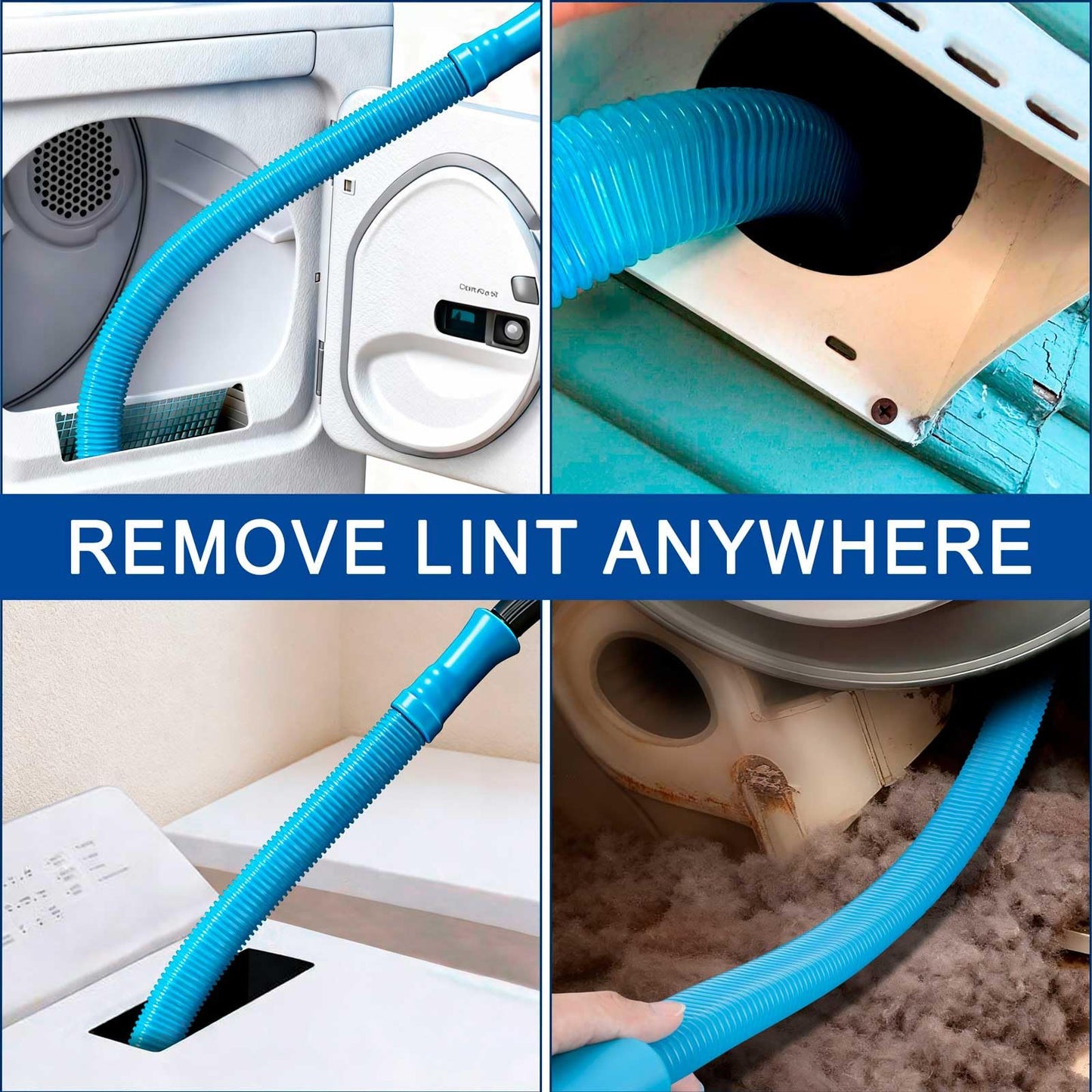 Dryer Vent Cleaner Kit,Lint Trap Cleaning Tool with Vacuum Hose Attachment for Washer Dryer-Includes Dryer Lint Brush,Vent Cleaning Hose,and Air