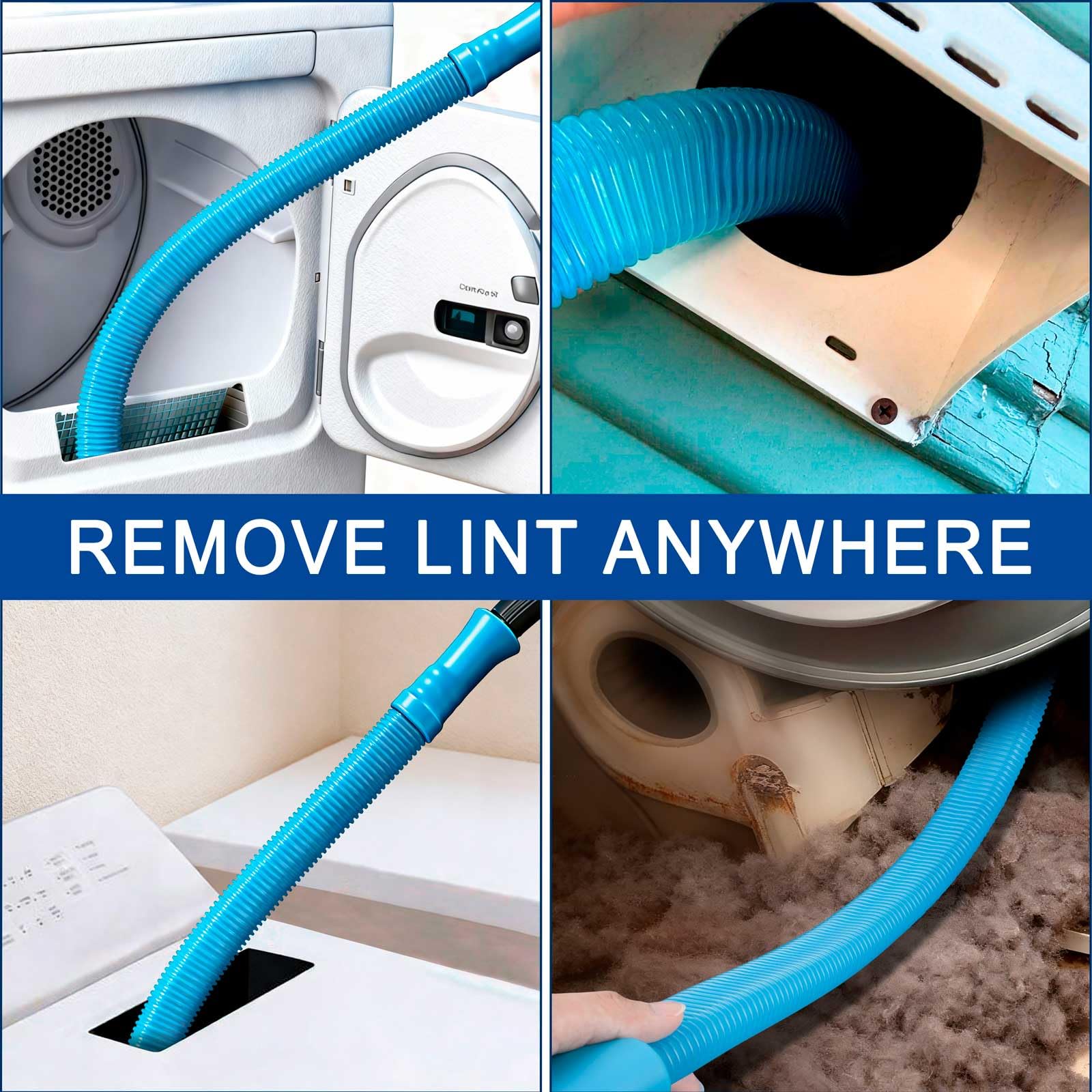 Dryer Vent Cleaner Kit,Lint Trap Cleaning Tool with Vacuum Hose Attachment for Washer Dryer-Includes Dryer Lint Brush,Vent Cleaning Hose,and Air