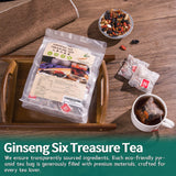 Kidney Tea Ginseng Six Treasure Tea for Kidney Health, Herbal Chinese Traditional Ginseng Five Treasures Natural Detox Formula, Corn-Fiber Teabag