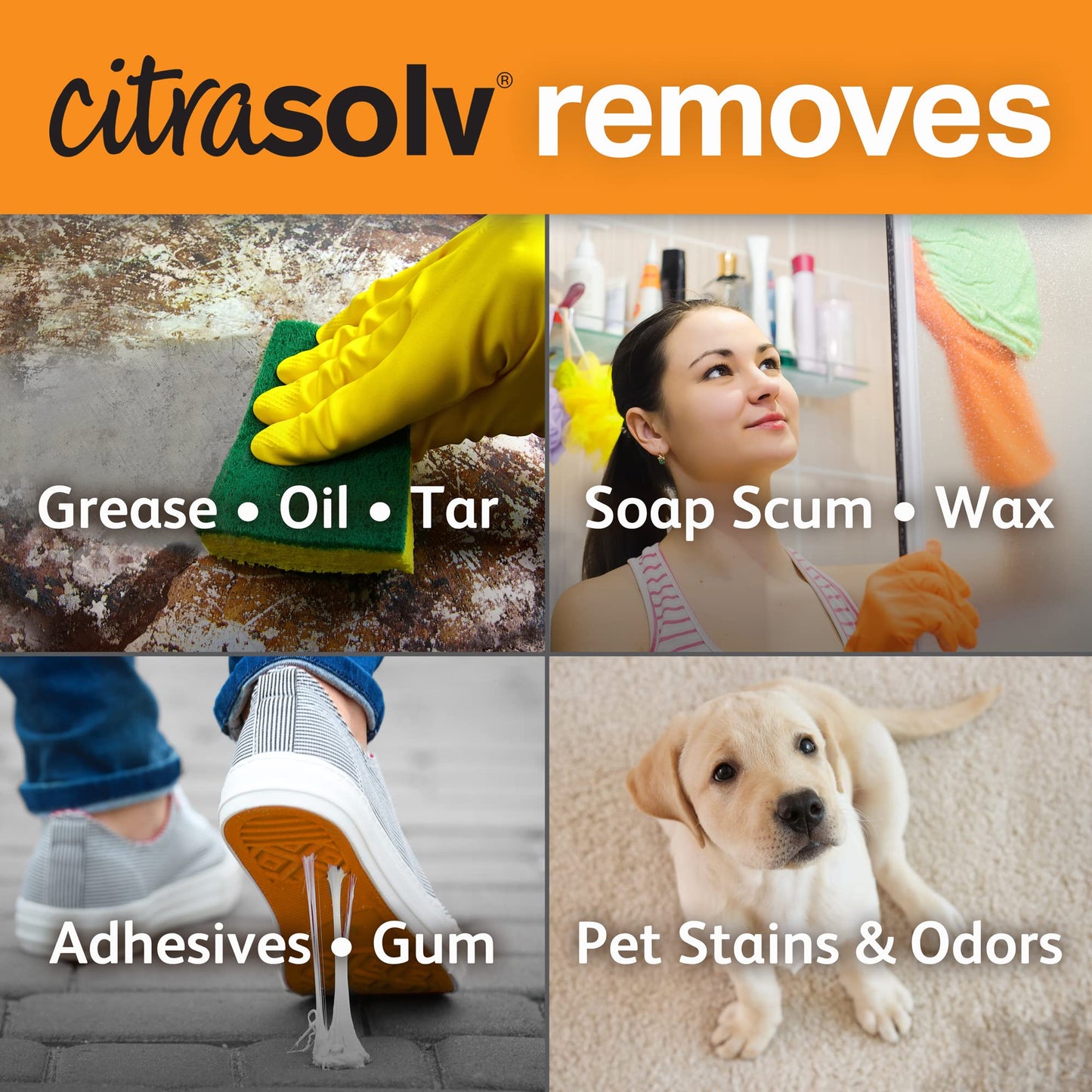 Citra Solv Concentrated Cleaner & Degreaser, Deodorizer, Paint & Adhesive Remover, for Home and Outdoor, Natural Orange Oil, Safe, Valencia Orange