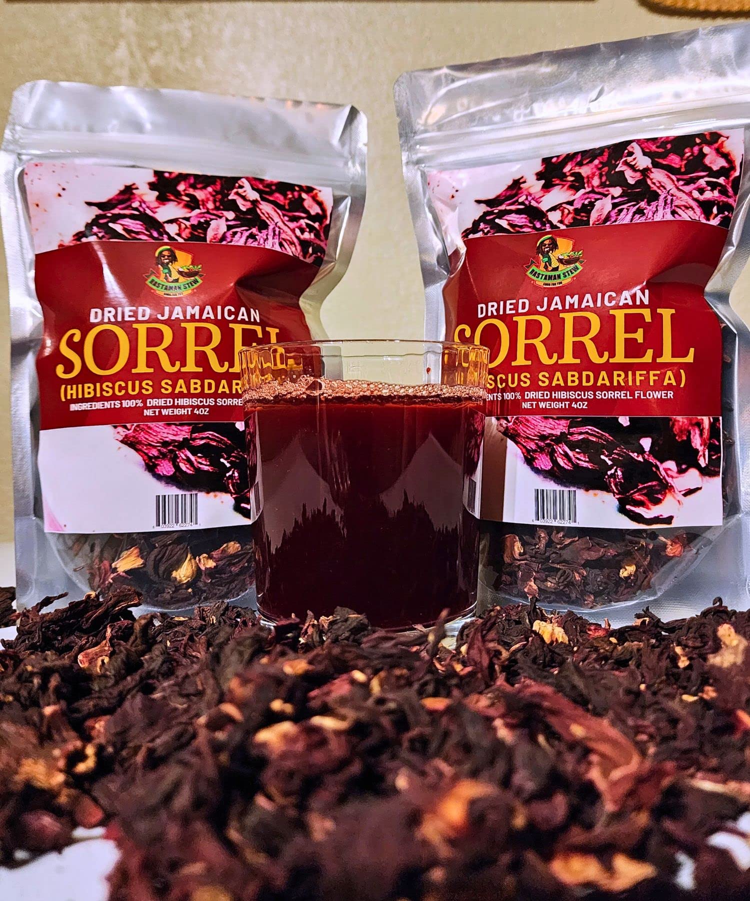 Jamaican Sorrel (Hibiscus Tea) 4oz - Dried Hibiscus Sabdariffa Flowers Loose Leaf | Caribbean Sorrel Drink | Caffeine Free Herbal Tea | Antioxidant