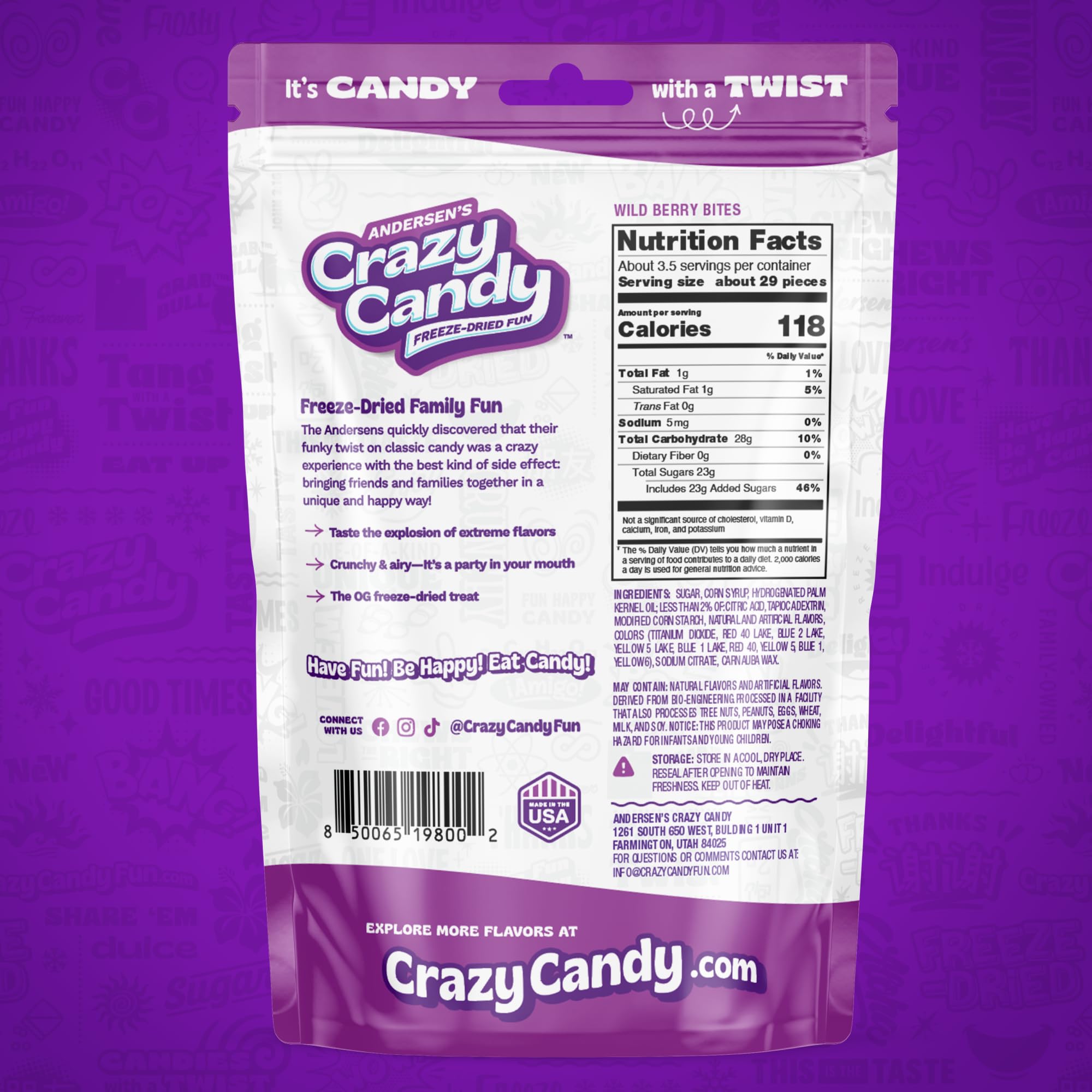 Freeze Dried Berry Style Candy, Crazy Candy Wild Berry Bites - Fruity Flavor Crunchy Texture, Made in USA