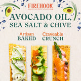 Firehook Avocado Oil, Sea Salt & Chive Crackers - Artisan Baked, Uniquely Crunchy, Made with Organic Ingredients - USDA Organic, Non-GMO, Kosher - 5.5