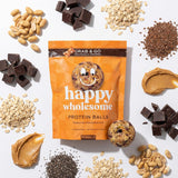 Happy Wholesome Peanut Butter Chocolate Chip Protein Balls, 10 Count, 7.05oz Bag, 8g Protein per Serving, Individually Wrapped, Gluten Free Snack
