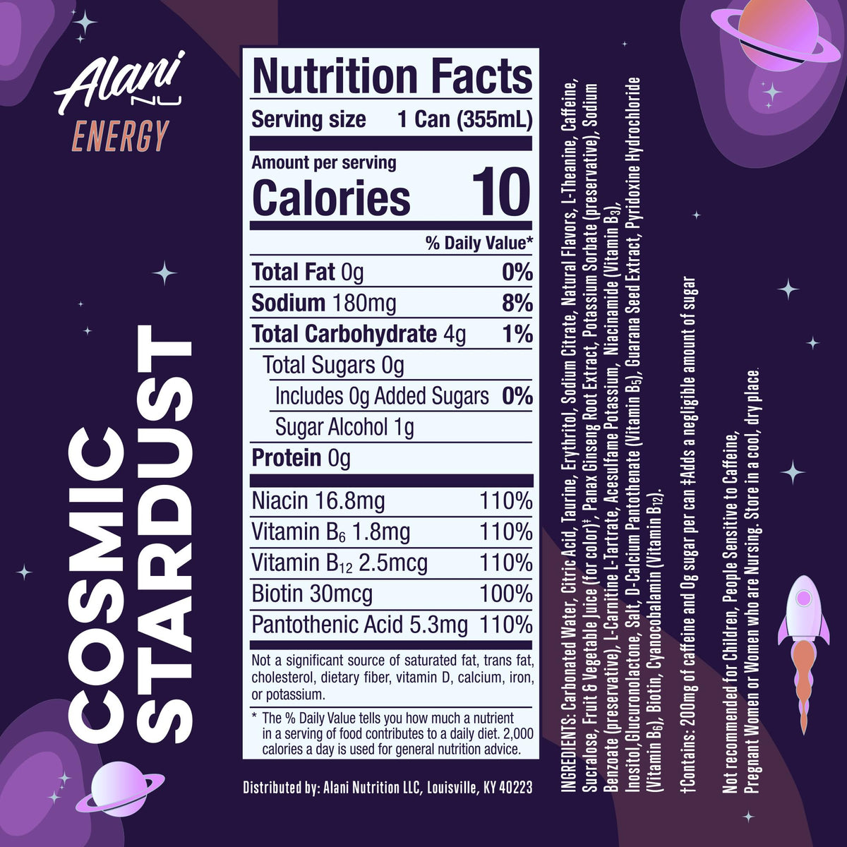 Alani Nu Cosmic Stardust Sugar Free Energy Drink (Pack of 12)