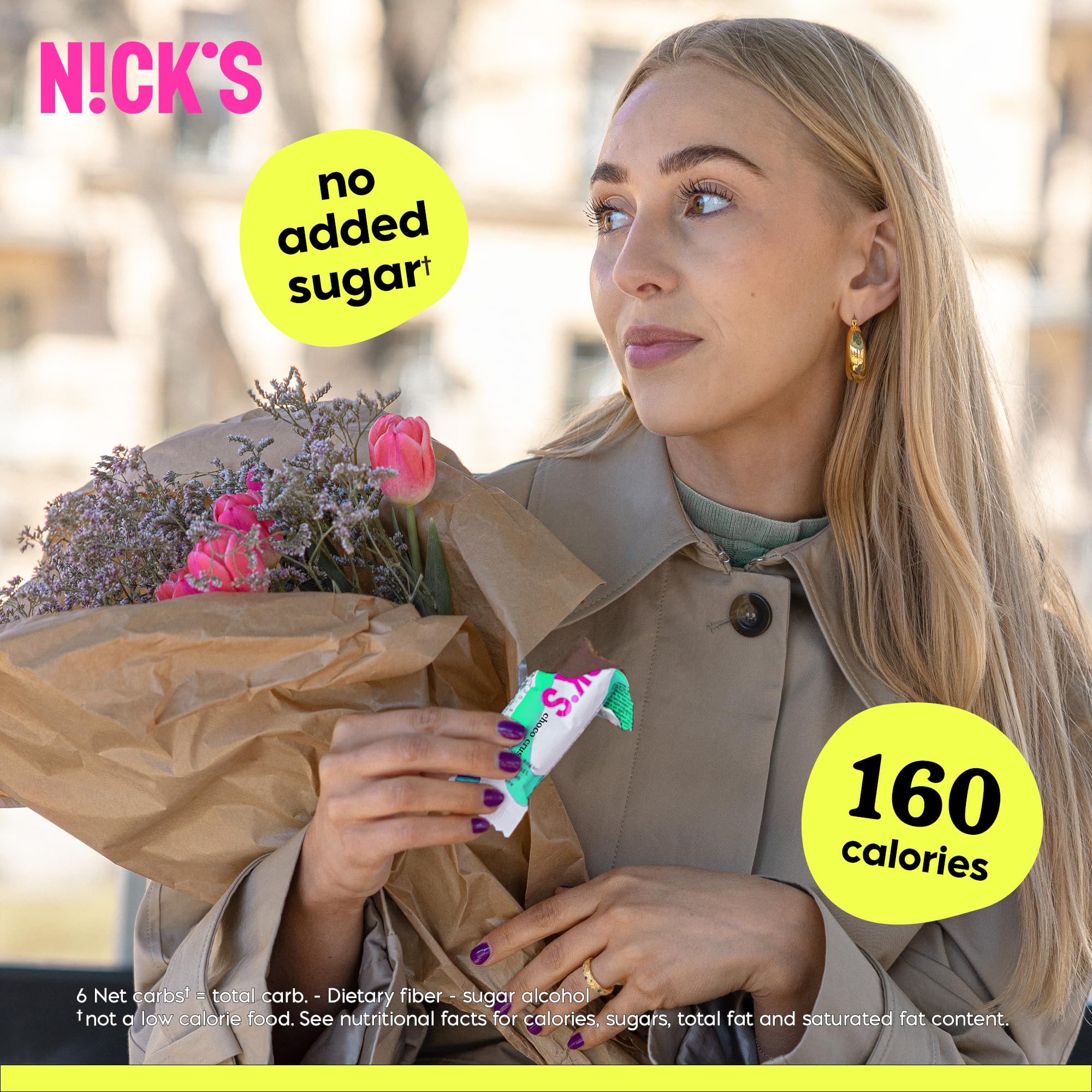 N!CK'S Choco Crush Chocolate Candy Bar with Salted Corn Puffs, No Added Sugar, Gluten Free, 160 Calories, 1.13 oz - 15-Pack (32g Each)
