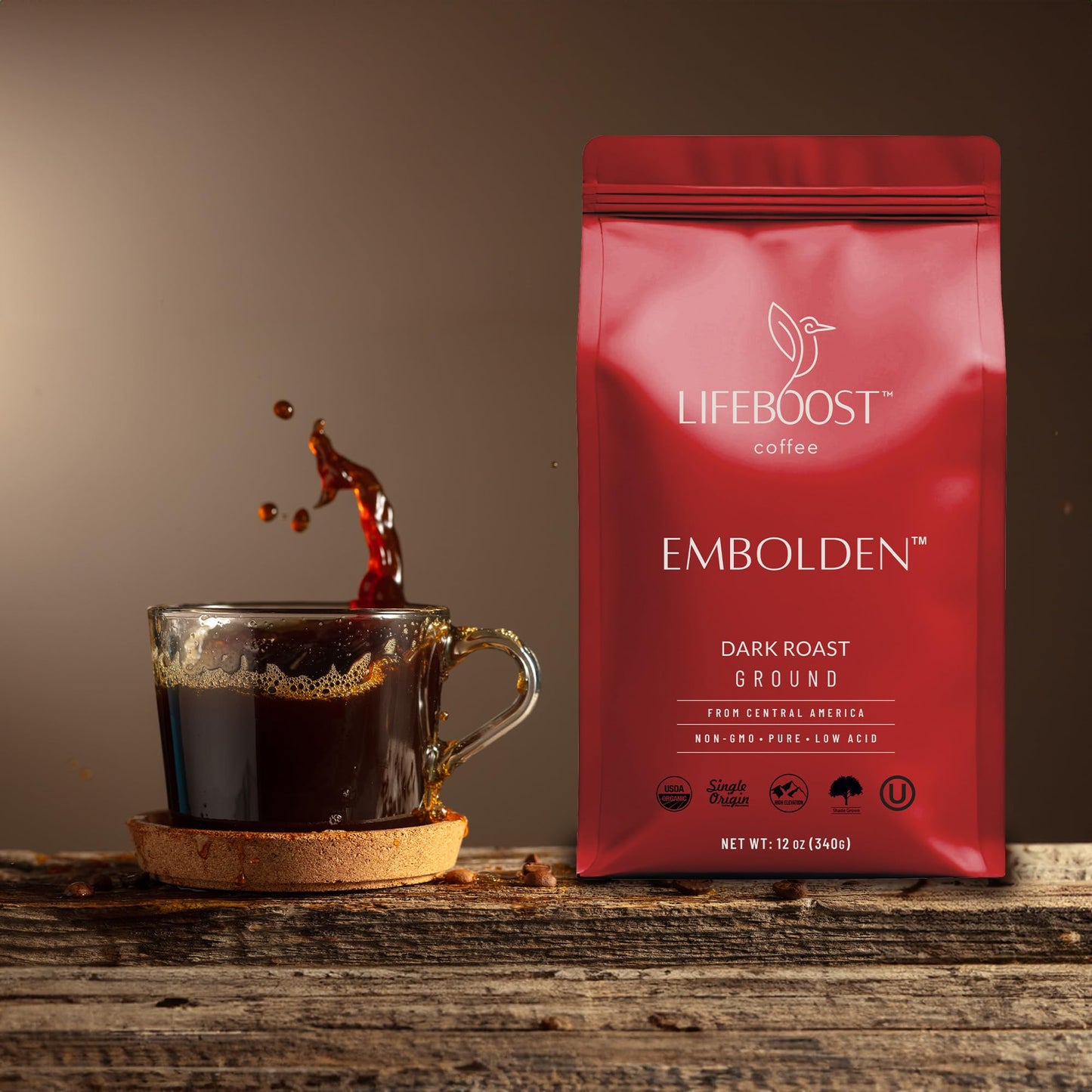 Lifeboost Dark Roast Ground Coffee - Non-GMO Low Acid Single Origin USDA Organic Dark Roast Coffee - Third Party Tested For Mycotoxins & Pesticides