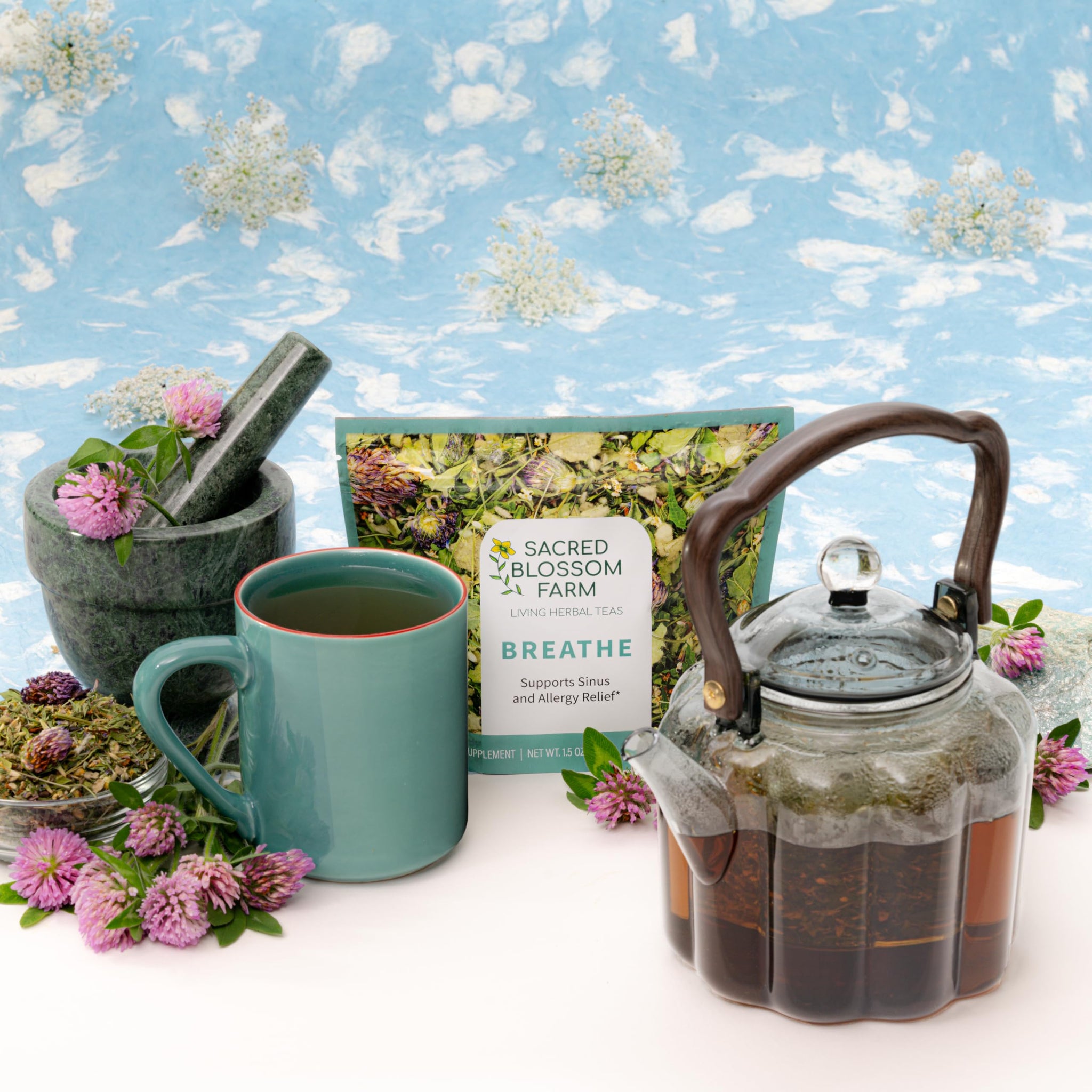 Breathe Herbal Tea | Sacred Blossom Farm | 1.9 oz. Loose Leaf | Sinus and Allergy Relief* | Organically Grown in Wisconsin | Herbal Tea & Medicinal