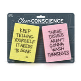 Genuine Fred Clean Conscience Kitchen Sponges - Set of 2 Passive-Aggressive Dish Sponges with Funny Notes - Multi-Layer Scrubbers for Dishes and Mess