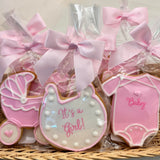 Baby Shower Bundle of Joy Cookies- 6 Decorated Crunchy Shortbread Cookies Individually Wrapped With Bow by BakersDozenToGo