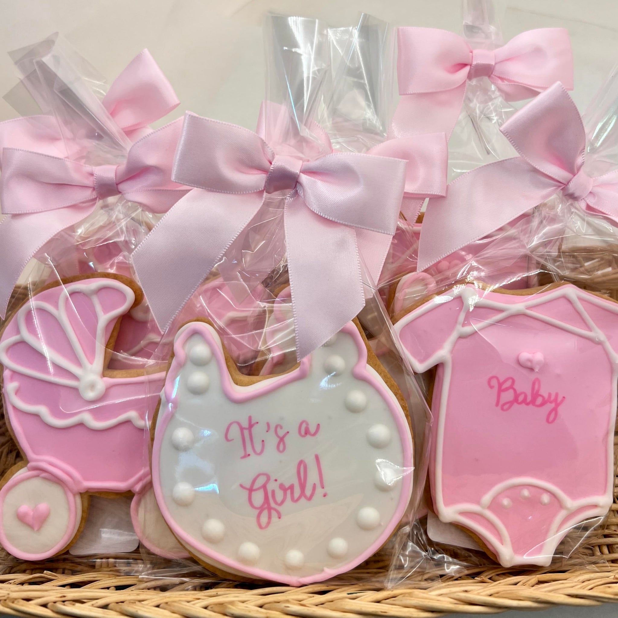 Baby Shower Bundle of Joy Cookies- 6 Decorated Crunchy Shortbread Cookies Individually Wrapped With Bow by BakersDozenToGo