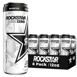 Rockstar Pure Zero Energy Drink, Silver Ice, Zero Sugar, 12 Fl Oz Cans (Pack of 8)
