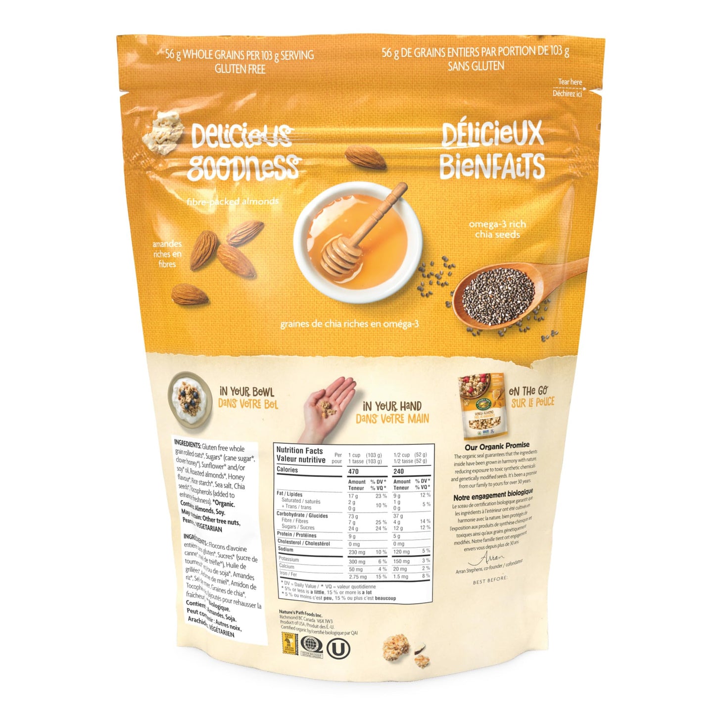 Natures Path Organic Honey Almond Granola, 700 GR