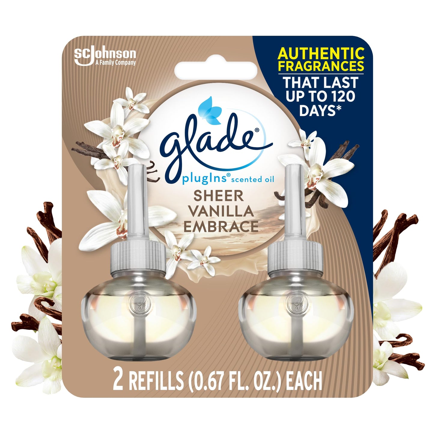Glade Plugins Scented Oil, 1.34 fl. oz, 2Count. (Sheer Vanilla Embrace, Pack of 3), Blue