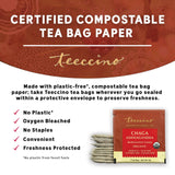 Teeccino Chaga Ashwagandha Tea - Butterscotch Cream - Organic Mushroom Adaptogenic Herbal Tea, 3x More Herbs than Regular Tea Bags, Prebiotic