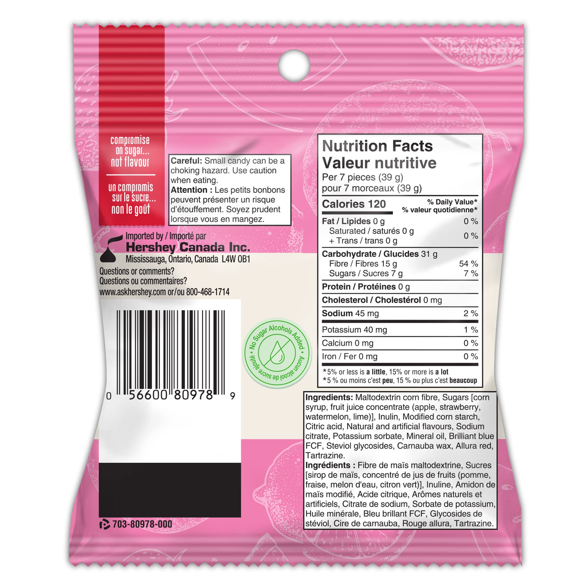 Press'd Fruit Gummies, Watermelon, Strawberry & Lime Flavors, 100g/3.5 oz., Bag (Imported from Canada)