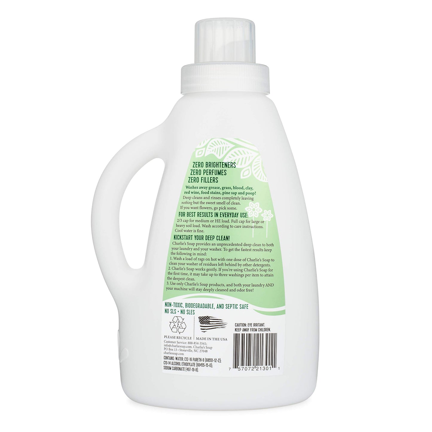 Charlie’s Soap Laundry Liquid (50 Loads, 6 Pack) Natural Deep Cleaning Hypoallergenic Laundry Detergent - Safe, Effective and Non-Toxic