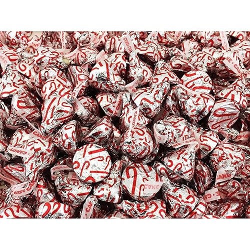 Candy Cane Kisses Christmas Edition 2 LBS - Individually Wrapped Candies - Bulk Candy By Queen Jax