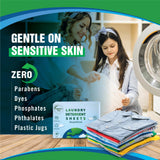 Eco-Friendly Laundry Detergent Sheets - 50 Loads | Plant-Based Travel Laundry Detergent Fragrance Free | Hypoallergenic, Biodegradable Dissolvable