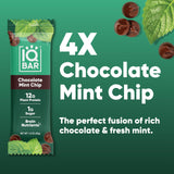 IQBAR Brain and Body Plant Protein Bars - Chocolate Mint Chip - 4-Count Low Carb - Gluten Free, High Fiber, Vegan Snacks - Low Sugar Meal Replacement