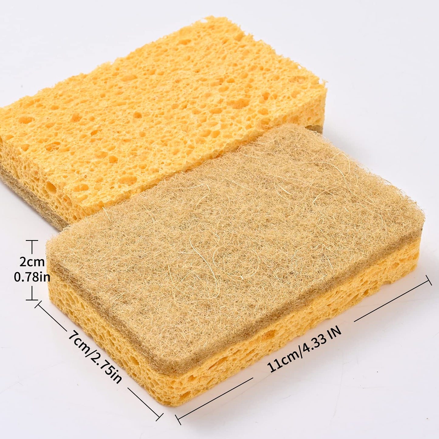 CFQ 12 Count Plant Fiber Dish Sponges, Non-Scratch, Wood Surface, 12 oz, Beige, Brown