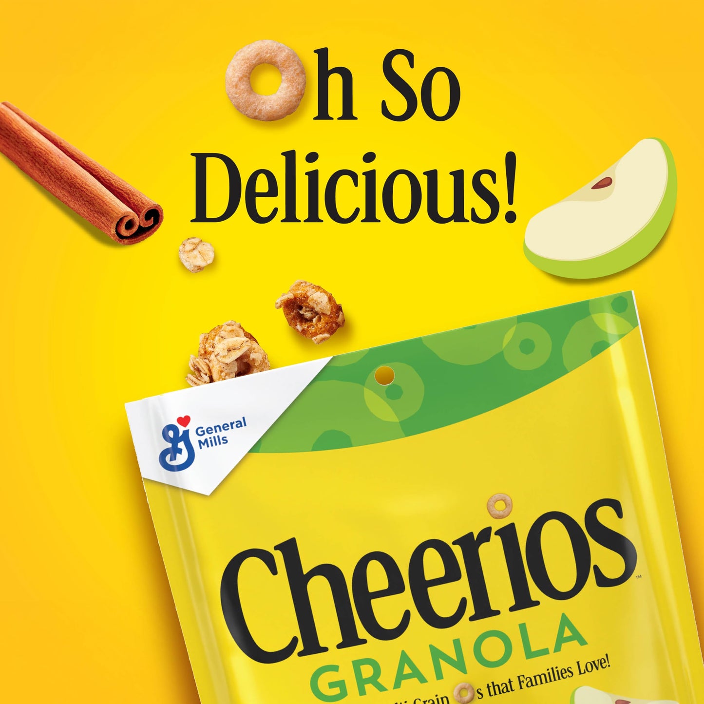 Cheerios Granola, Apple Cinnamon, Good Source of Fiber, Excellent Source of 9 Vitamins and Minerals, 10 oz