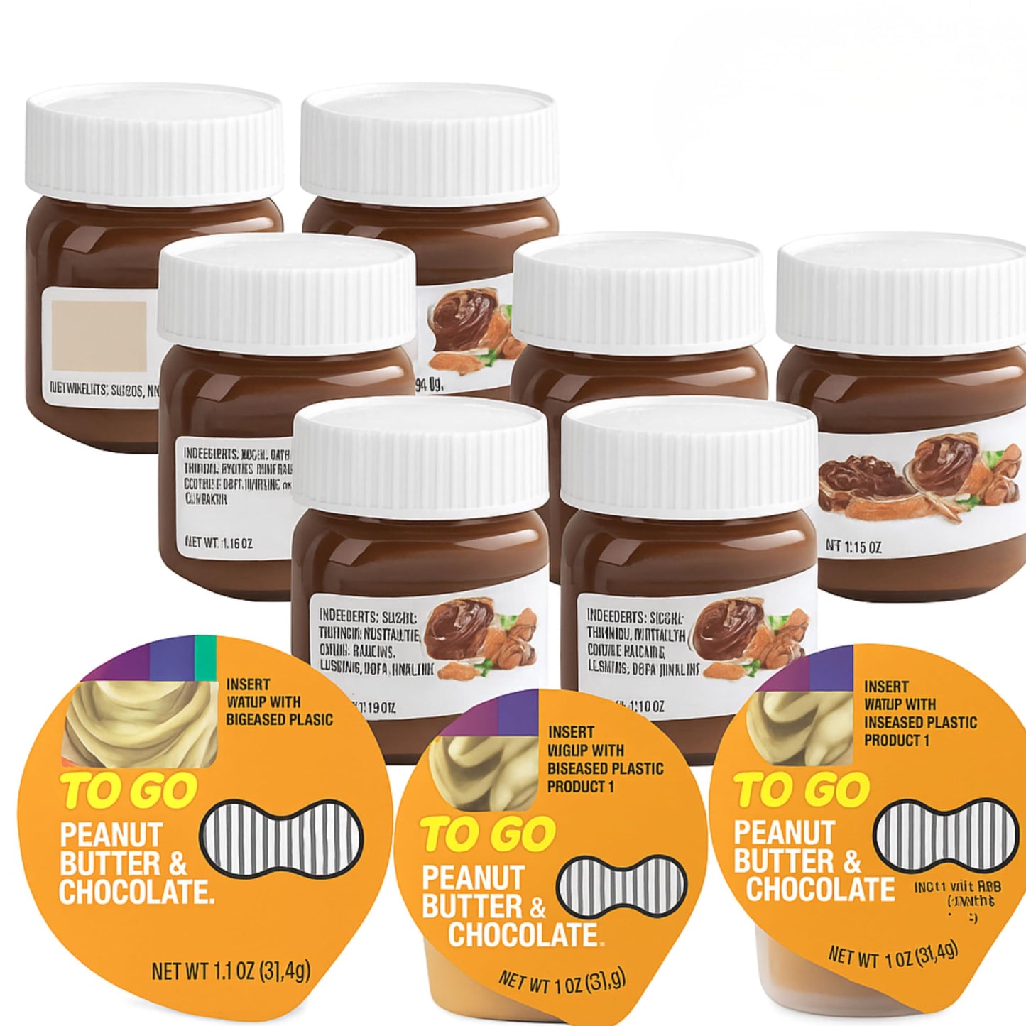 Hazelnut Spread & Peanut Butter Chocolate Snack Variety Pack - Mini Single Serve Cups for Lunchbox, Kids Snacks, Breakfast, School, Travel, Portion